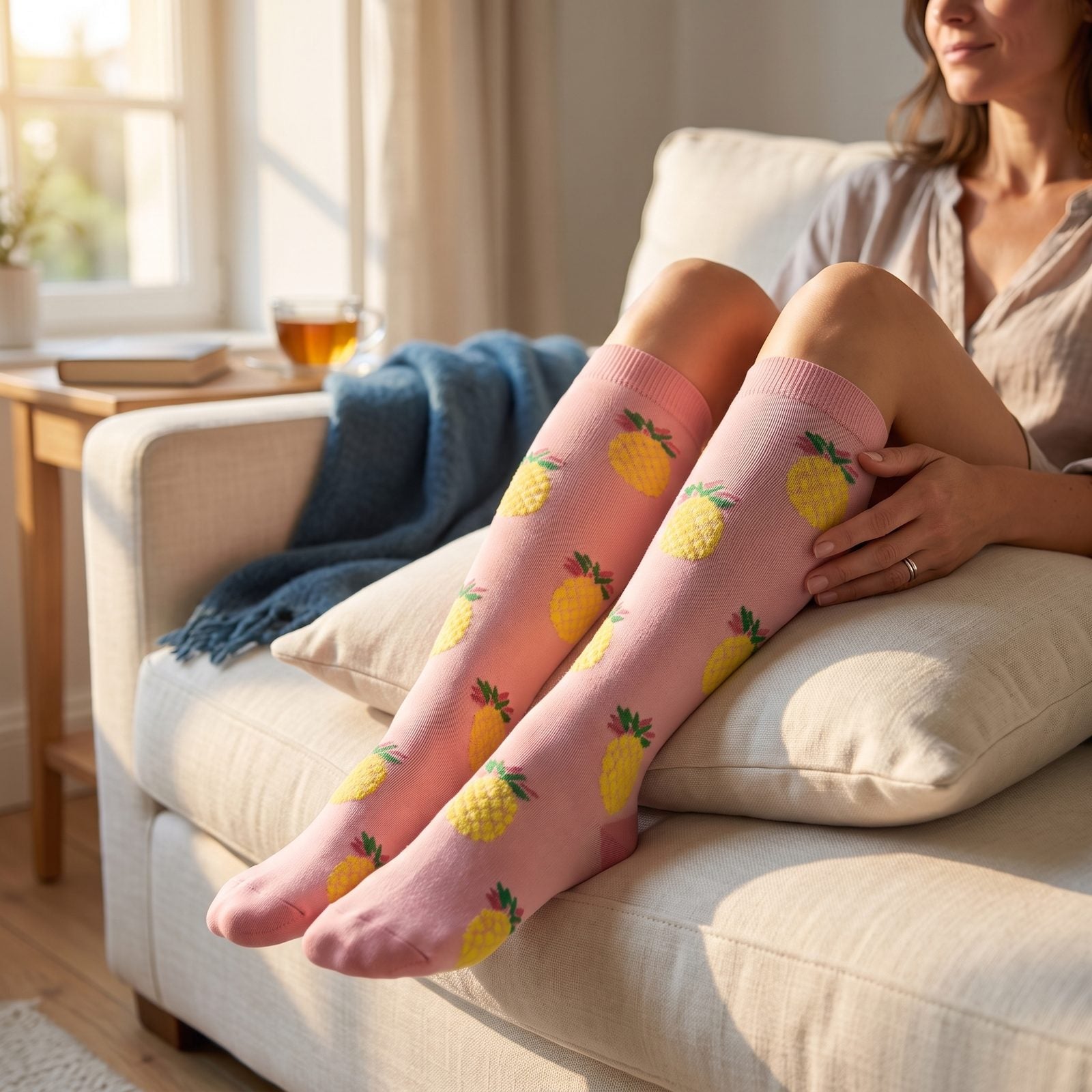 Femme détendue en chaussettes de compression Noma